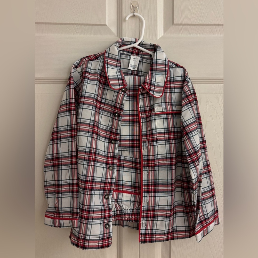 Janie and Jack Red and White Plaid Pajama Set Sz 5